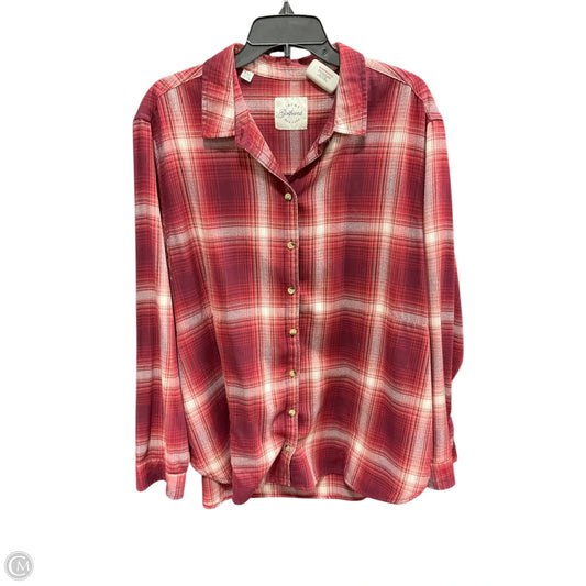 Blouse Long Sleeve By Jachs Girlfirend In Plaid Pattern, Size: Xxl