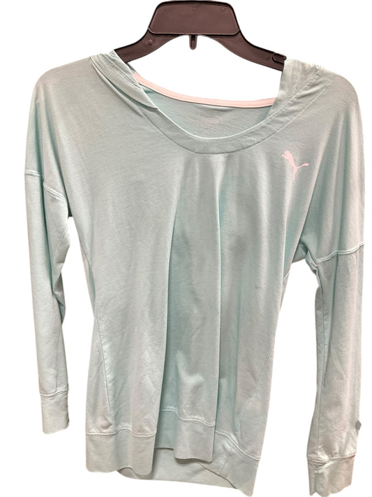 Athletic Top Long Sleeve Collar By Puma In Light Blue, Size: Xs