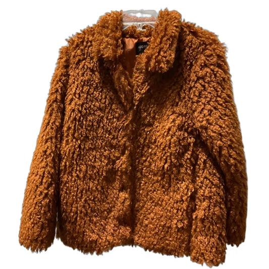 Jacket Faux Fur & Sherpa By Audrey In Orange, Size: S