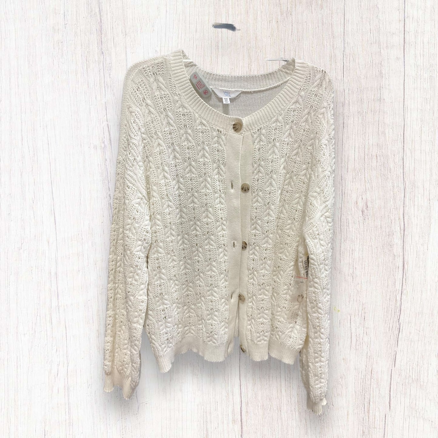 Cream Sweater Cardigan Time And Tru, Size 1x