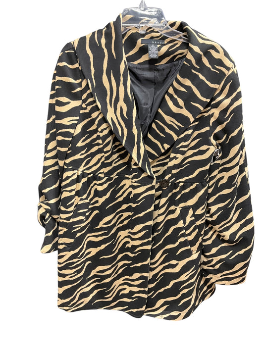 Jacket Denim By Grace In Zebra Print, Size: 16