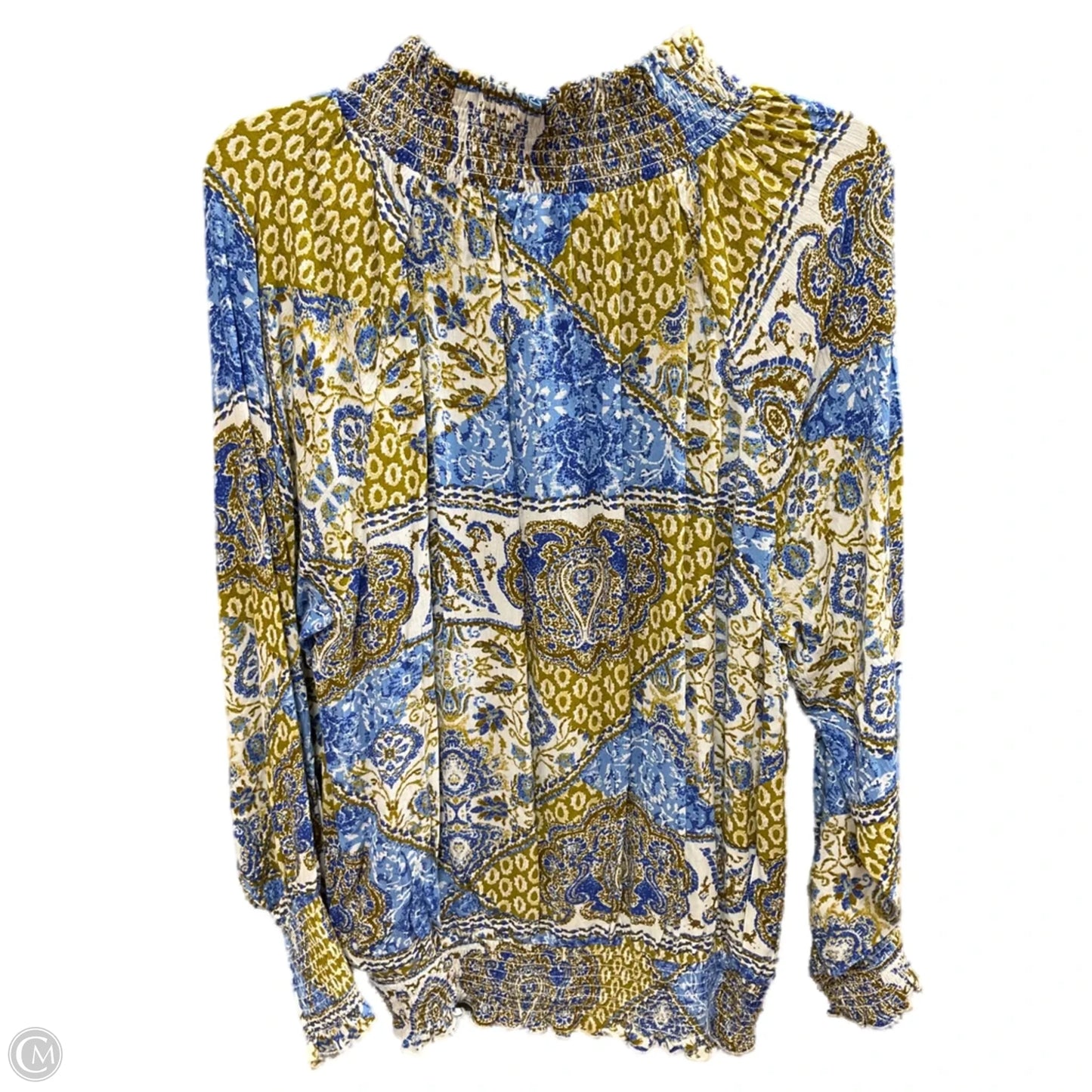 Top Long Sleeve By Lascana In Blue & White, Size: Onesize