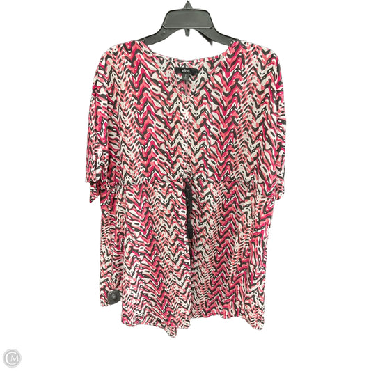 Top Short Sleeve Basic By Ellos In Pink & White, Size: 12