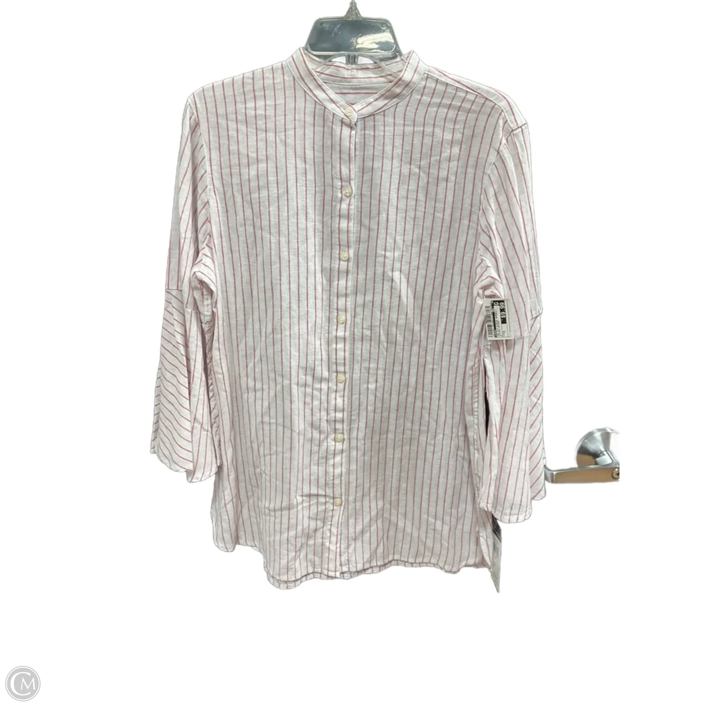 Top 3/4 Sleeve Basic By Chaps In Striped Pattern, Size: M