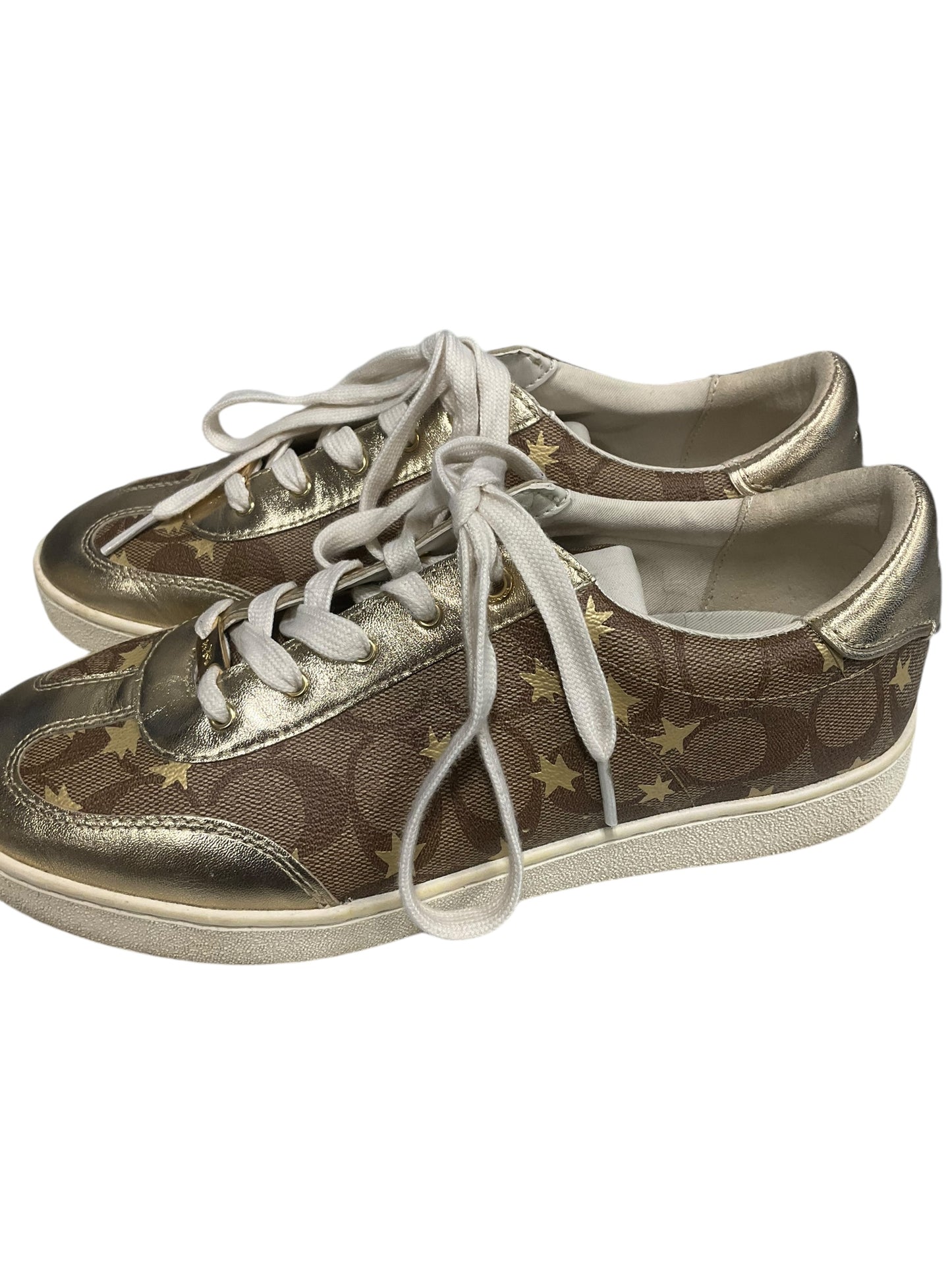 Shoes Designer By Coach In Gold & Tan, Size: 9