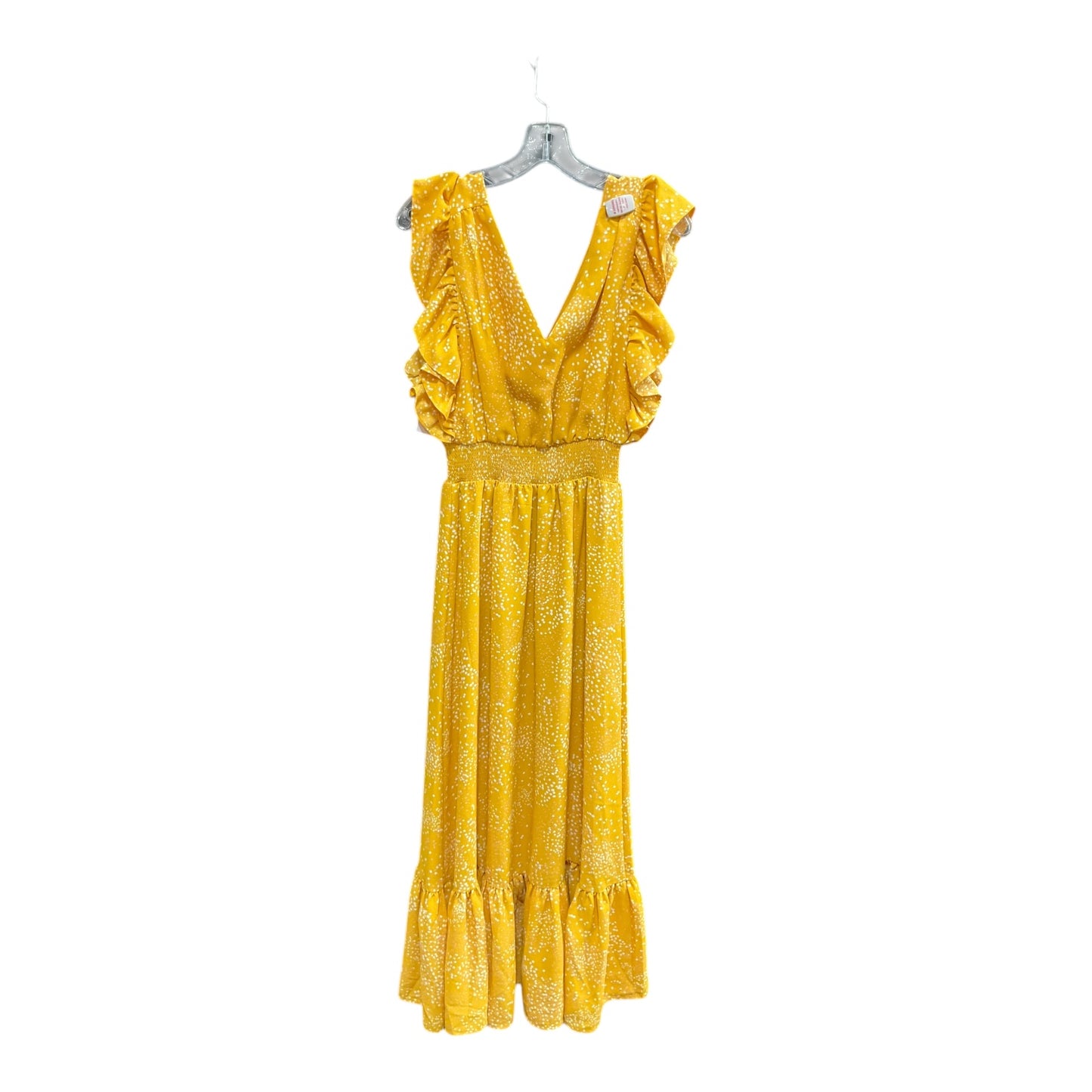 Dress Casual Maxi By Express In White & Yellow, Size: S