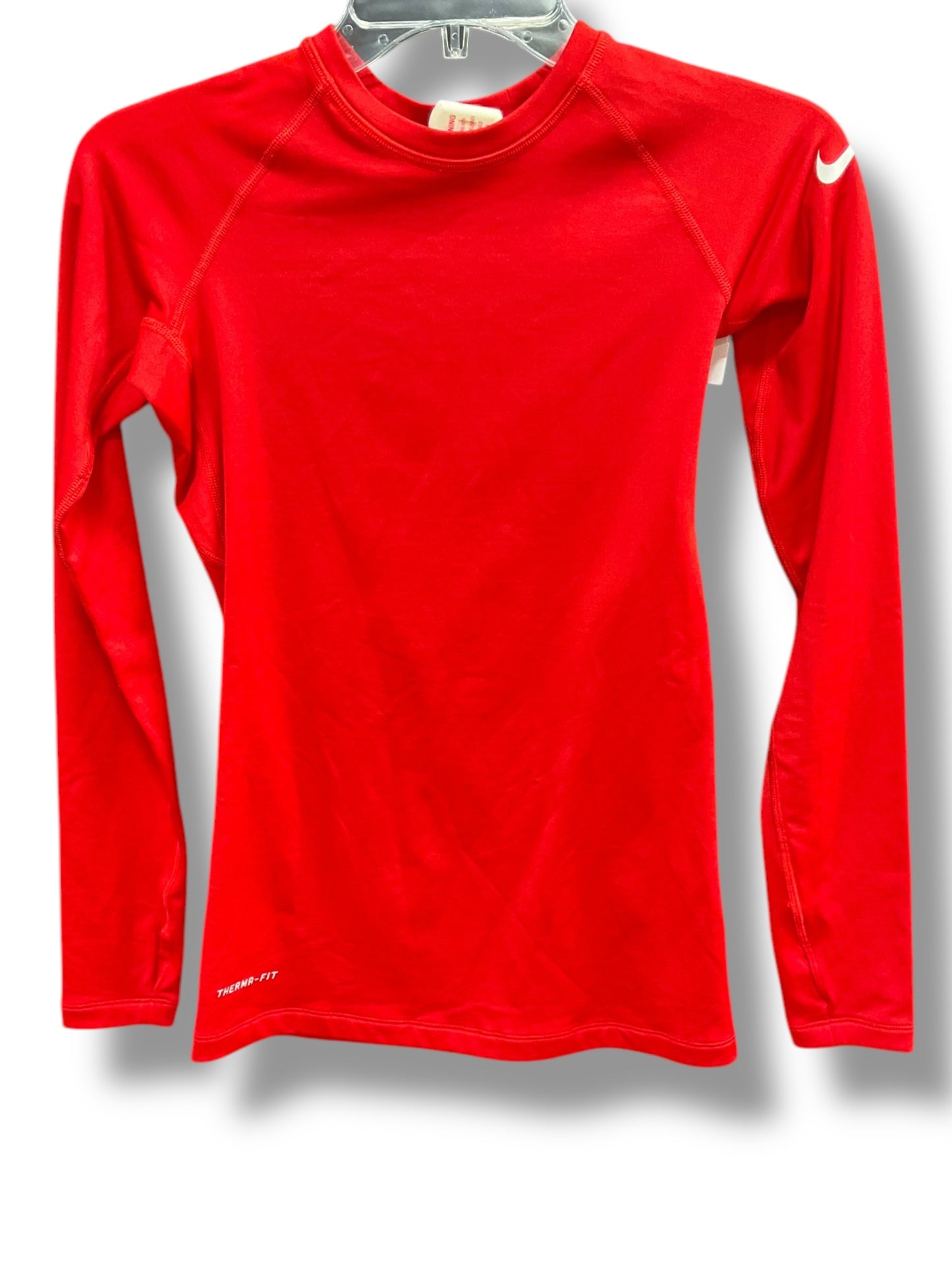 Athletic Top Long Sleeve Collar By Nike In Red, Size: Xs