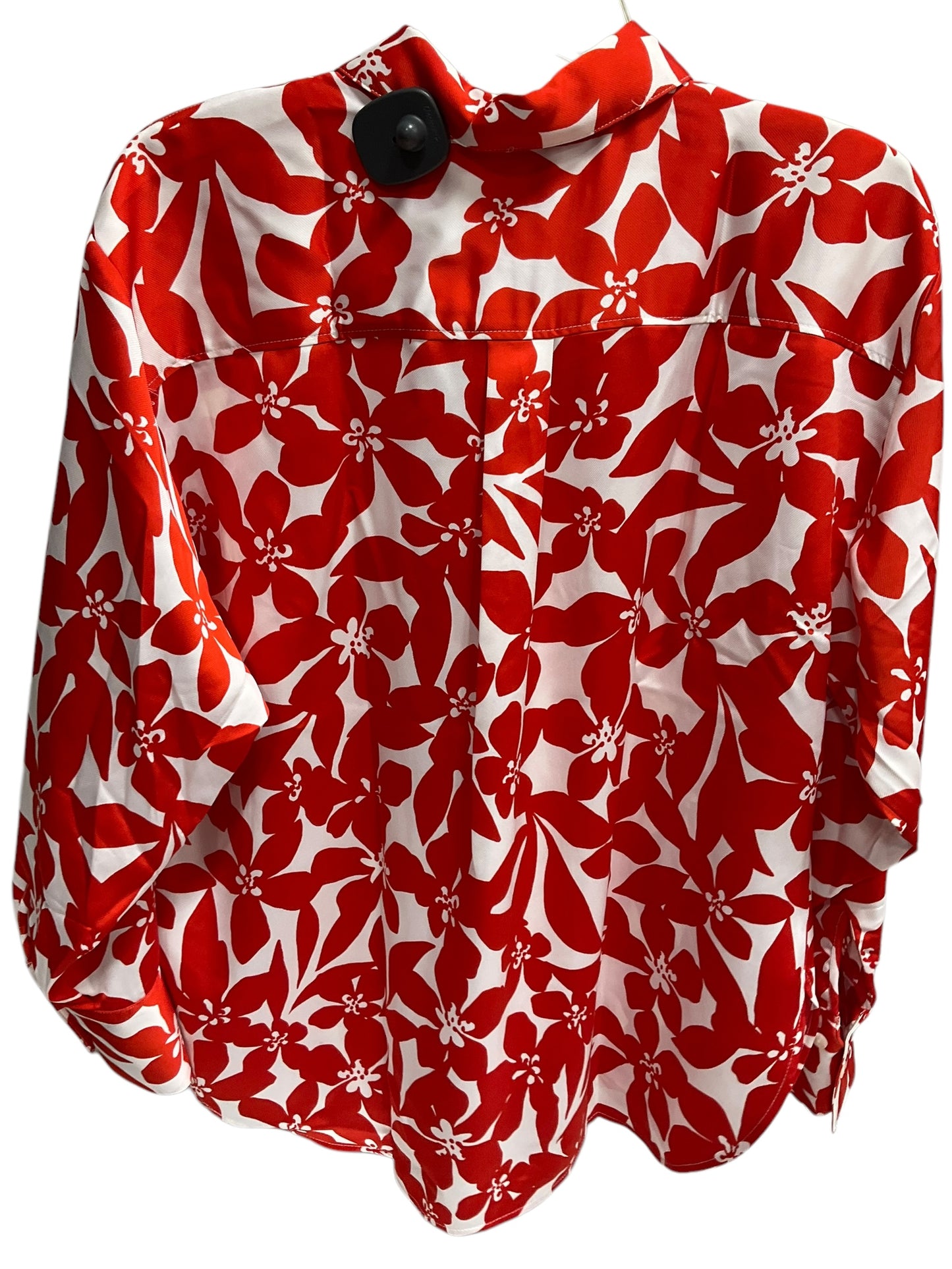 Blouse Long Sleeve By Loft In Red & White, Size: M