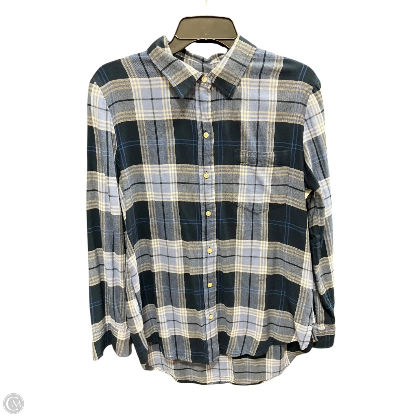 Blouse Long Sleeve By Gap In Blue & White, Size: M