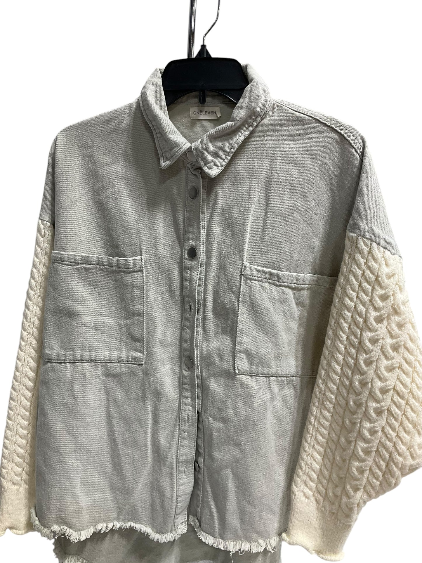 Jacket Denim By Clothes Mentor In Grey & Tan, Size: M