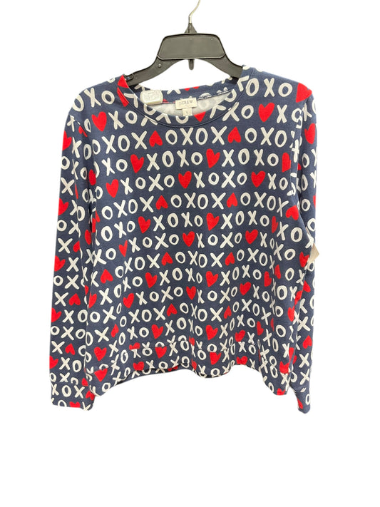 Top Long Sleeve Basic By J. Crew In Blue Red & White, Size: L