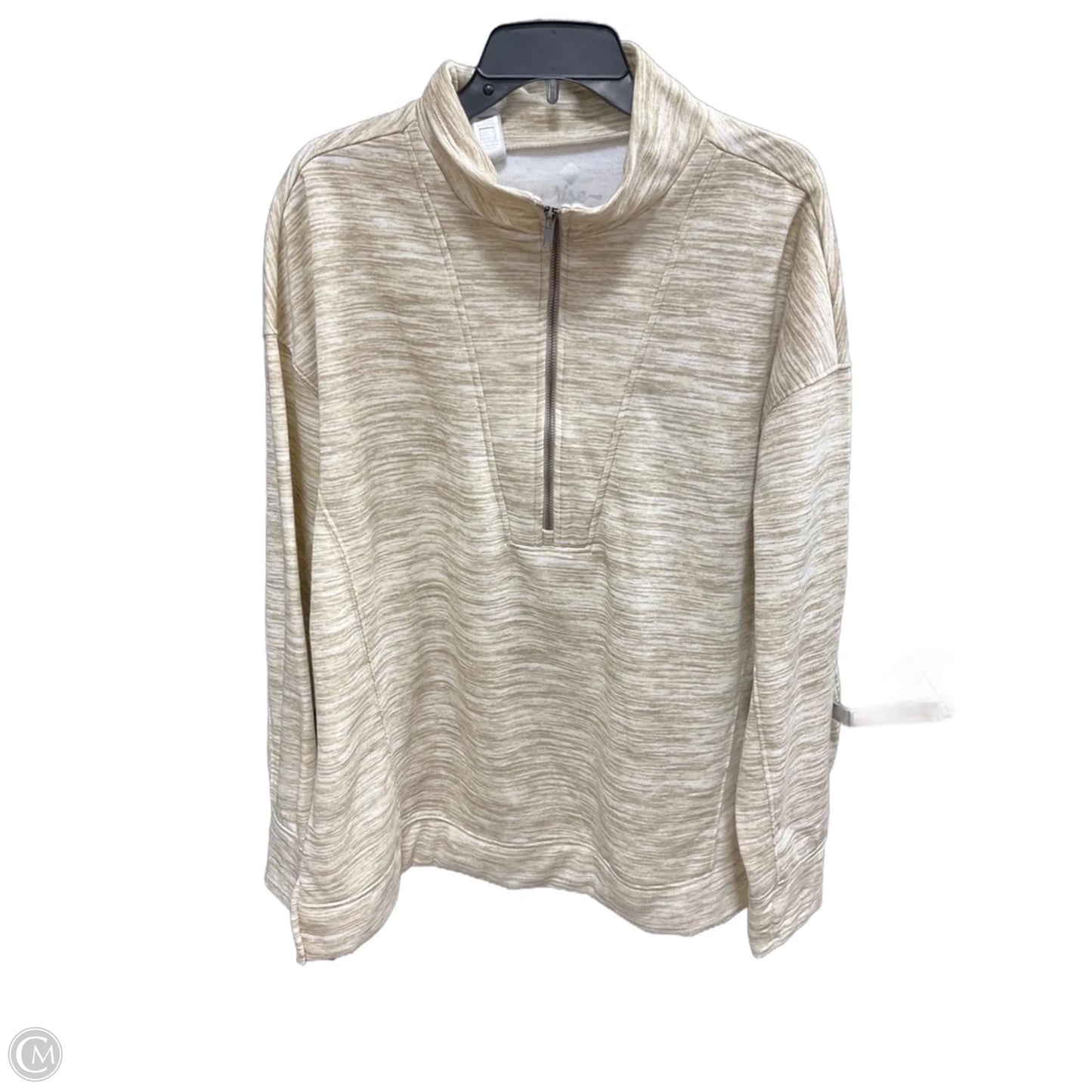 Top Long Sleeve Basic By Clothes Mentor In Tan & White, Size: 2x