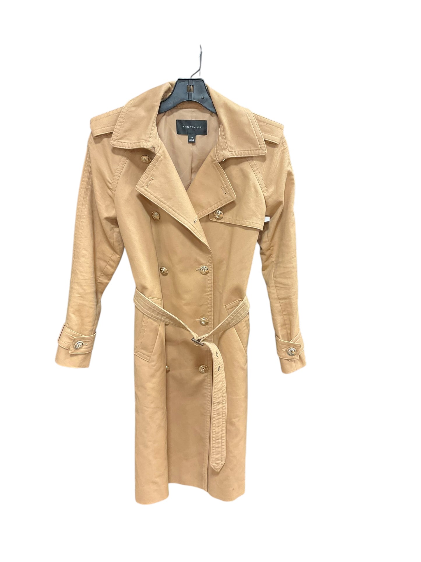 Coat Trench Coat By Ann Taylor In Tan, Size: Xsp