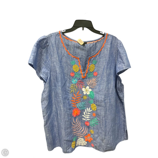 Top Short Sleeve Basic By Talbots In Blue, Size: 2x