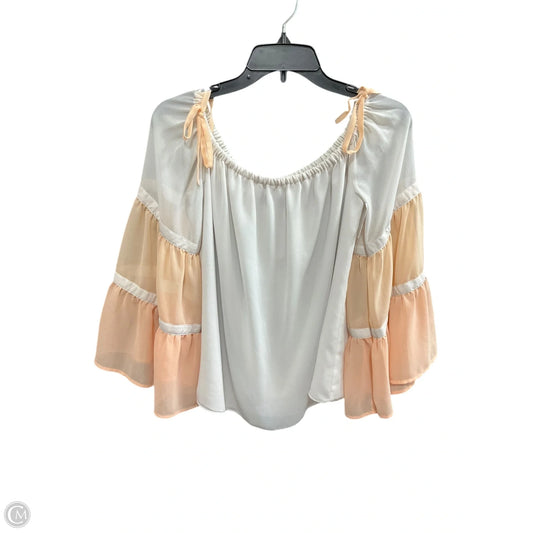 Top 3/4 Sleeve By 1.state In Cream & Orange, Size: S