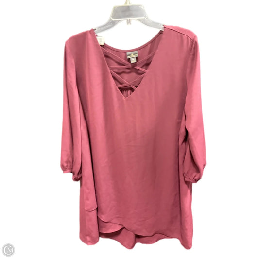 Top 3/4 Sleeve By Worthington In Red, Size: 1x