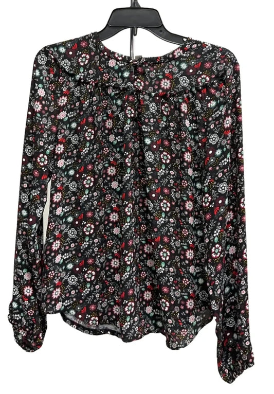 Top Long Sleeve Basic By Loft In Floral Print, Size: S