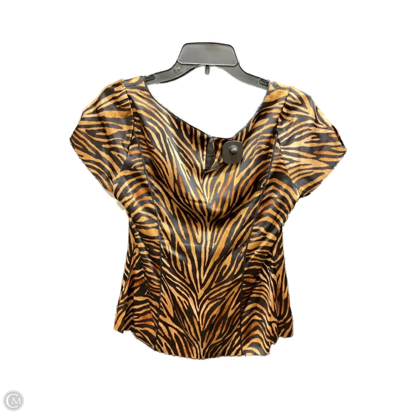 Top Short Sleeve Basic By White House Black Market In Animal Print, Size: 6