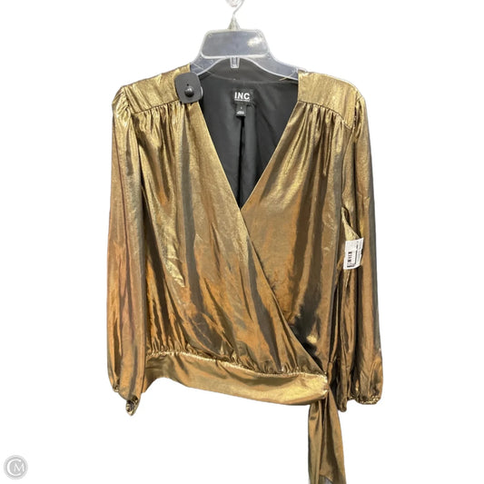 Top Long Sleeve By Inc In Gold, Size: L