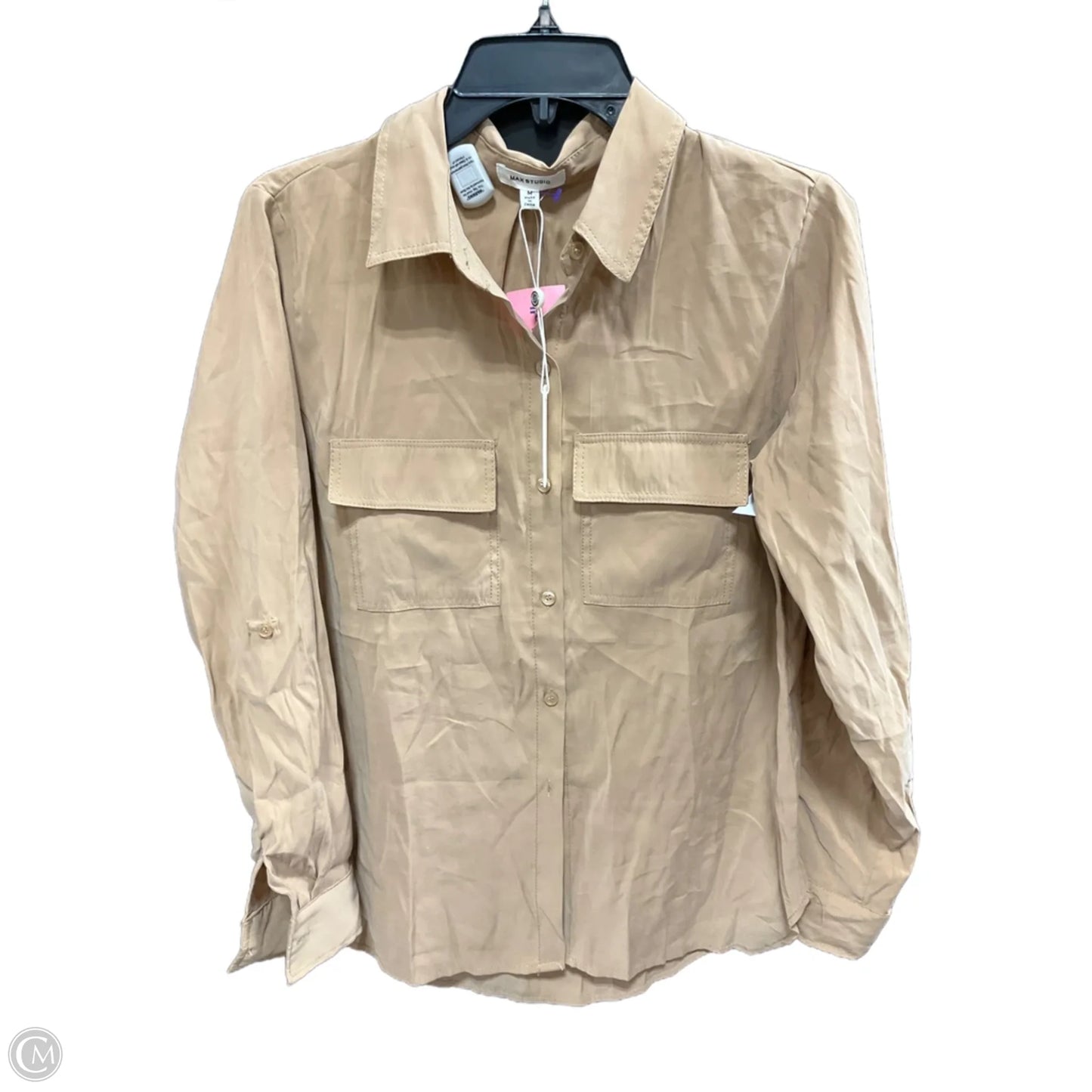 Blouse Long Sleeve By Max Studio In Tan, Size: M