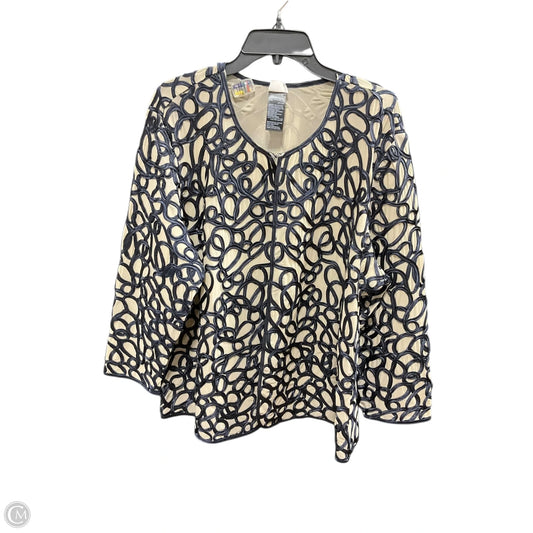 Cardigan By Chicos In Blue & Tan, Size: 1x