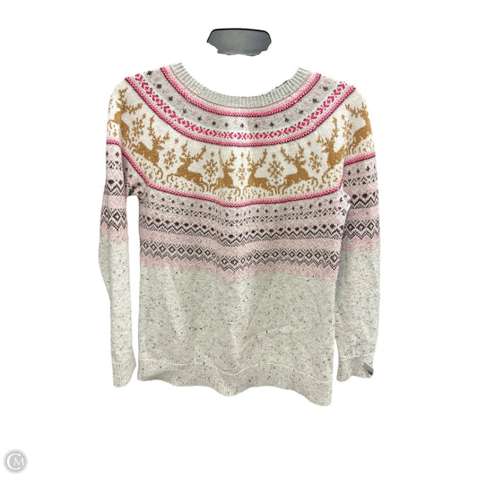 Sweater By Talbots In Pink & White, Size: Mp