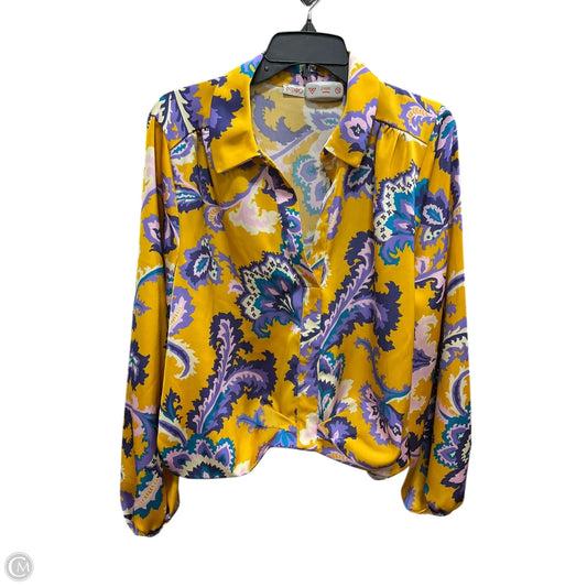 Top Long Sleeve Basic By Intempo In Purple & Yellow, Size: Xl