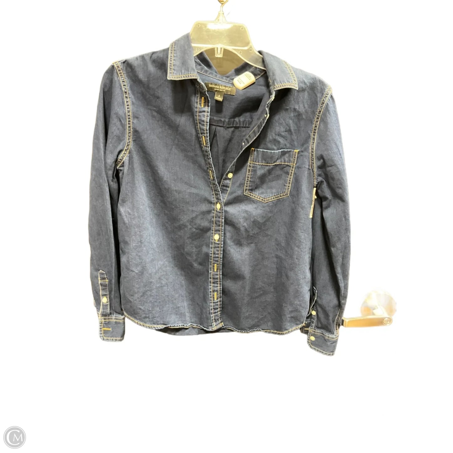 Blouse Long Sleeve By Banana Republic In Blue Denim, Size: S