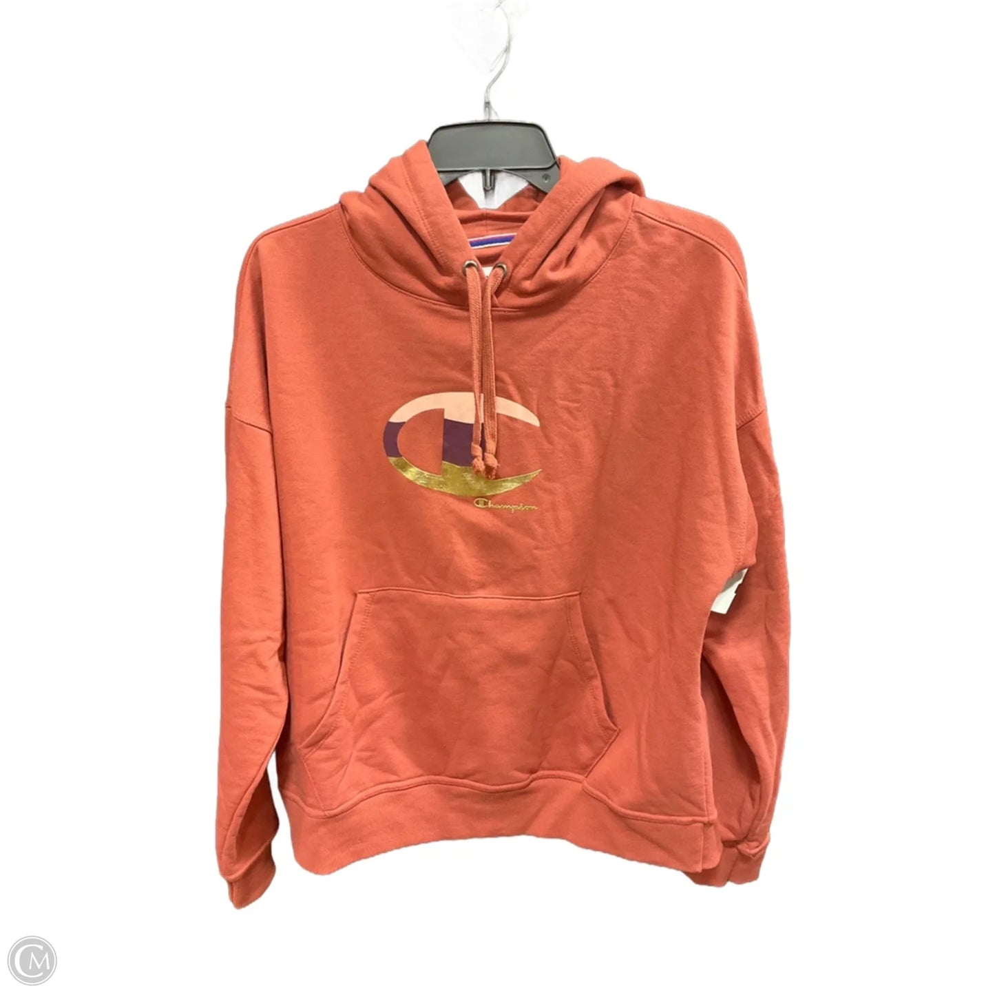 Athletic Top Long Sleeve Hoodie By Champion In Orange, Size: L