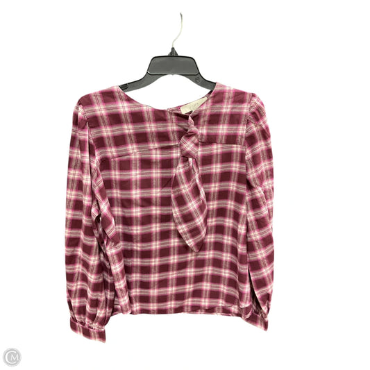 Top Long Sleeve Basic By Loft In Maroon, Size: Xlp