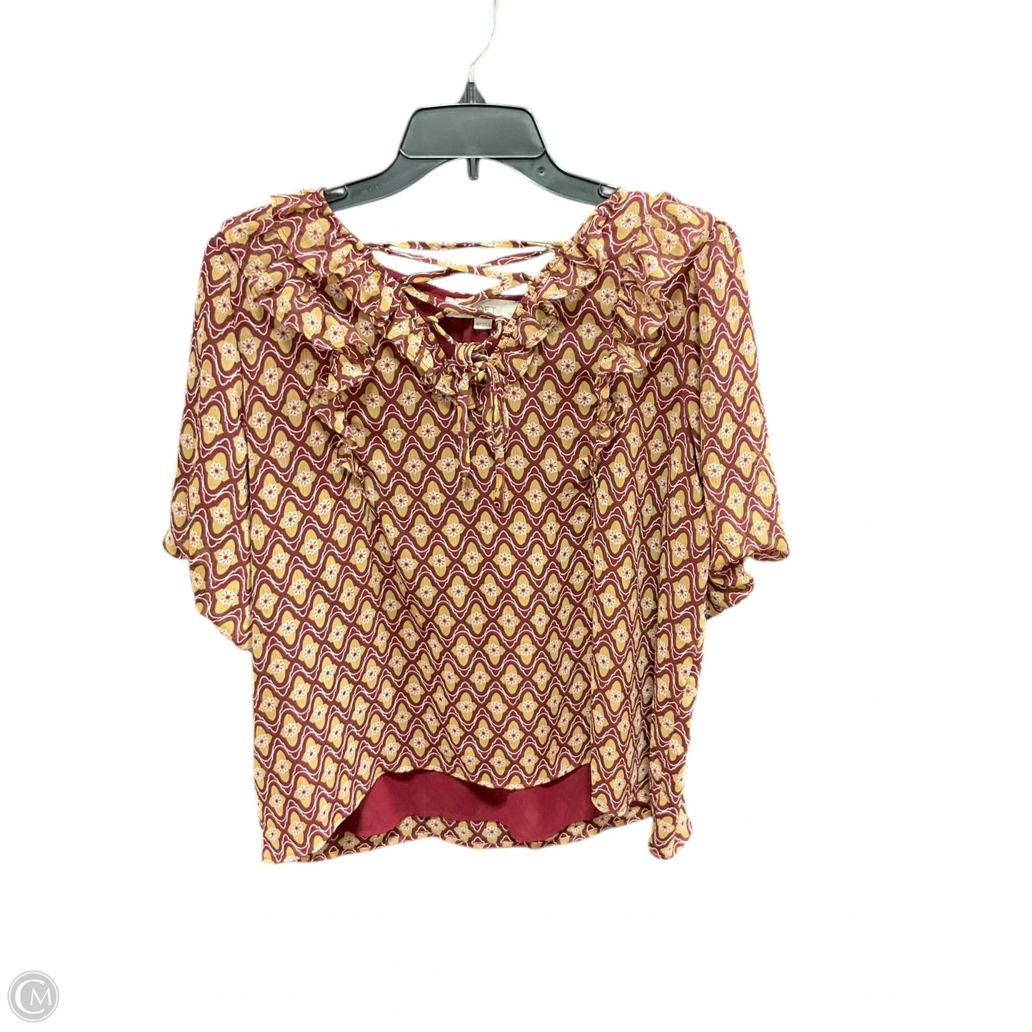 Top Short Sleeve Basic By Loft In Maroon, Size: Xlp