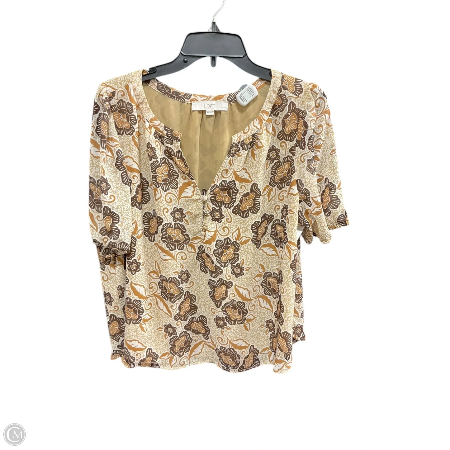 Top Short Sleeve Basic By Loft In Floral Print, Size: Xlp
