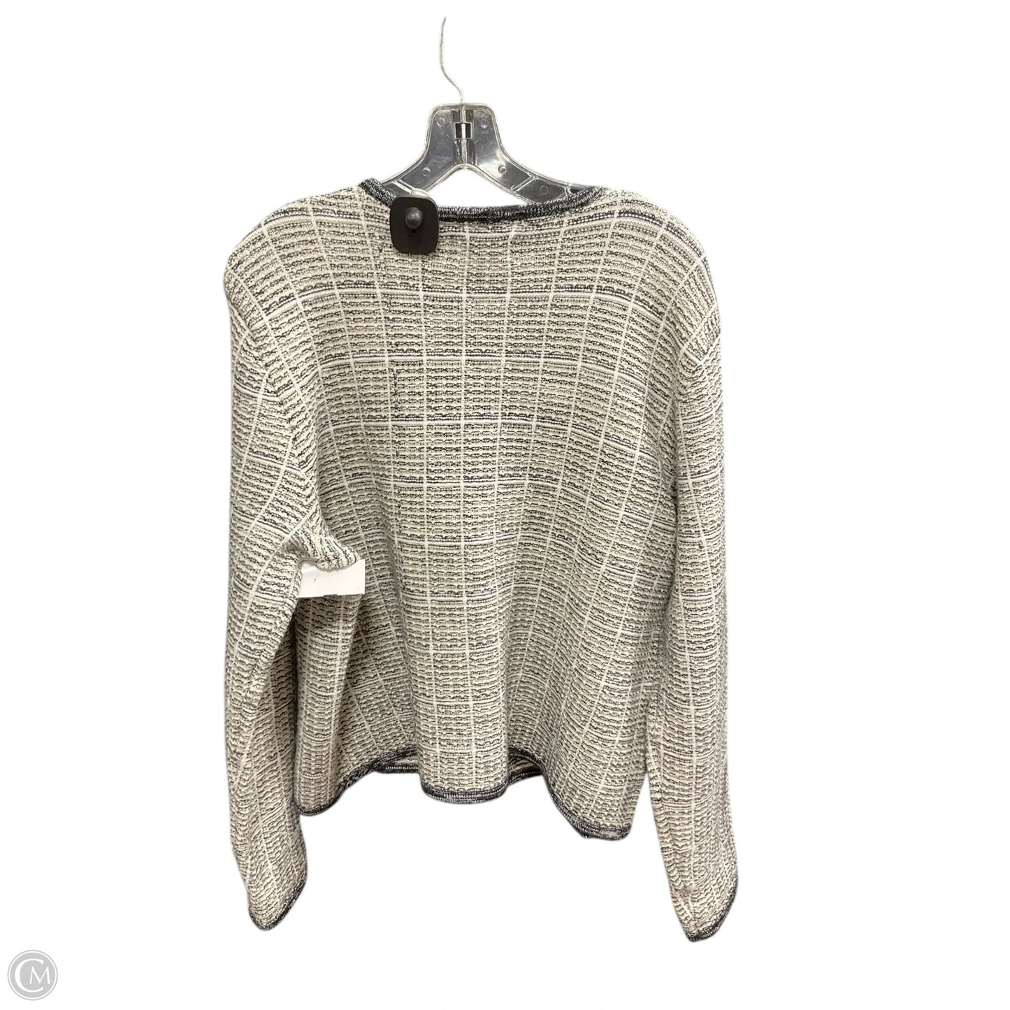 Sweater Cardigan By Elle In Black & White, Size: Xl