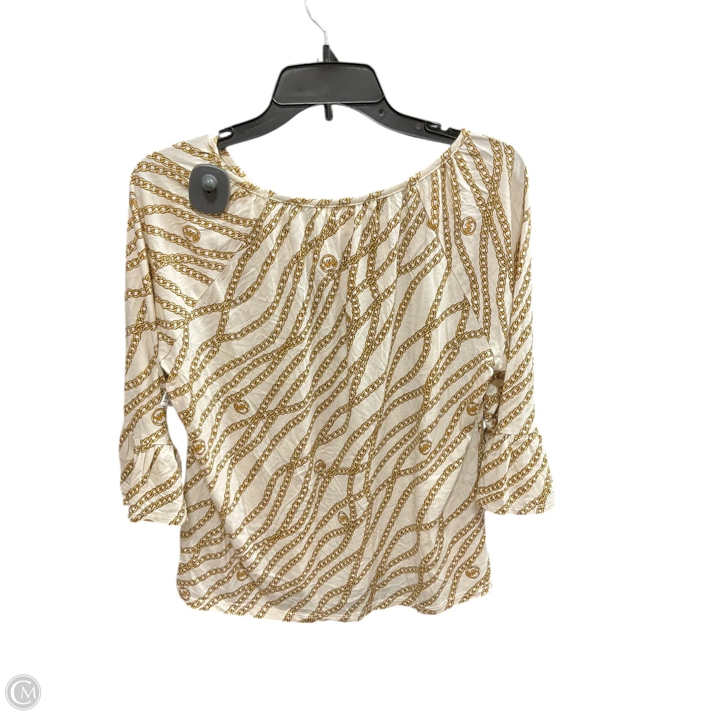 Top 3/4 Sleeve By Michael By Michael Kors In White & Yellow, Size: L