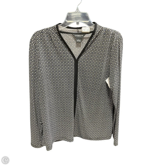 Top Long Sleeve Basic By Liz Claiborne In Black & White, Size: L