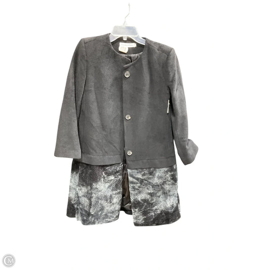Coat Faux Fur & Sherpa By Cmc In Black & Grey, Size: M