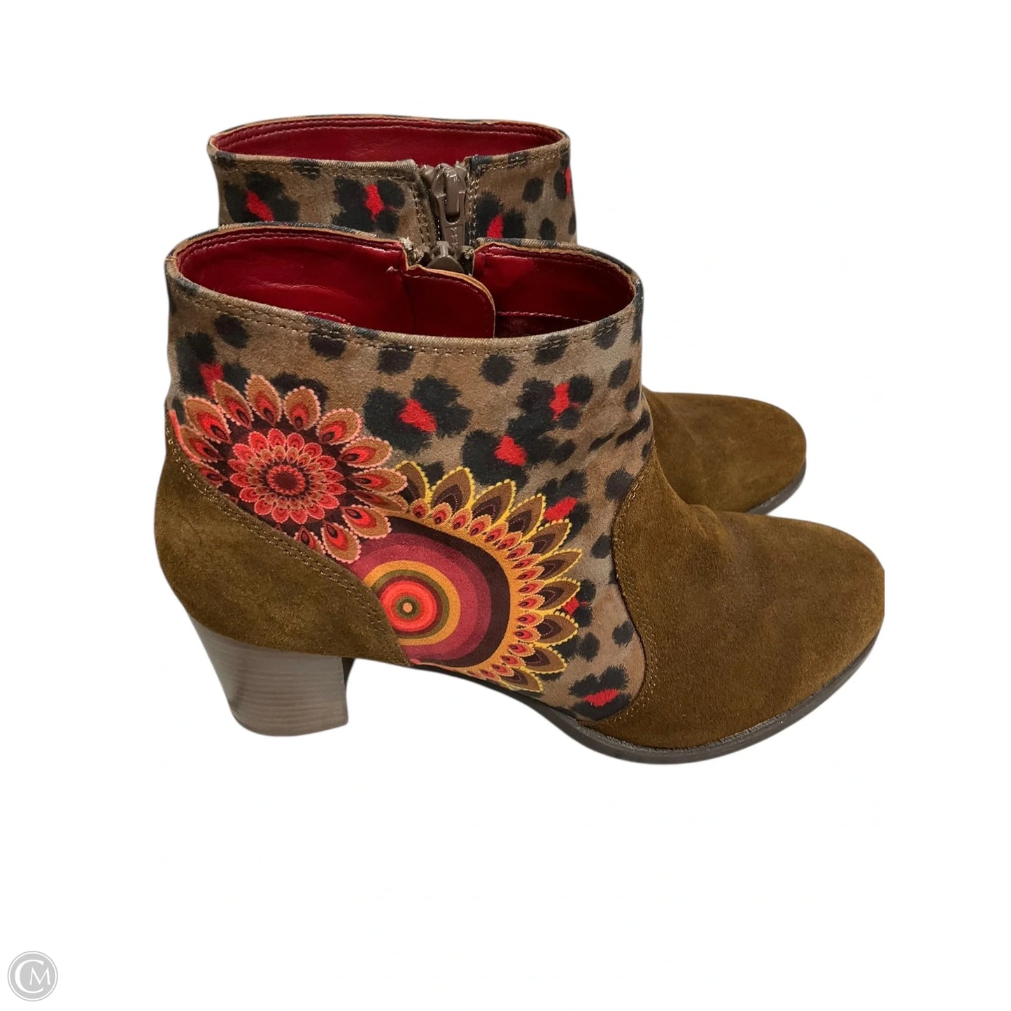 Boots Ankle Heels By Desigual In Animal Print, Size: 6