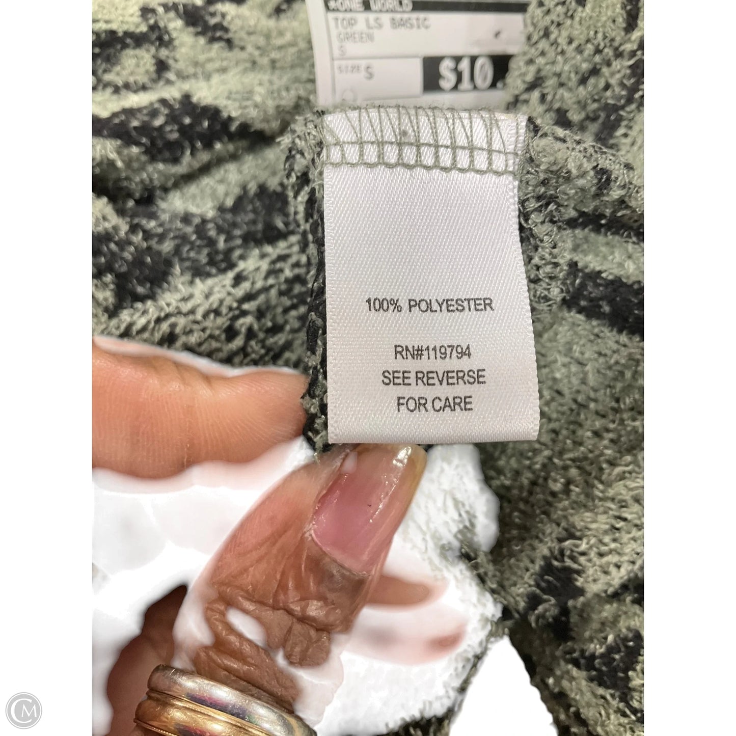 Top Long Sleeve Basic By One World In Green, Size: S