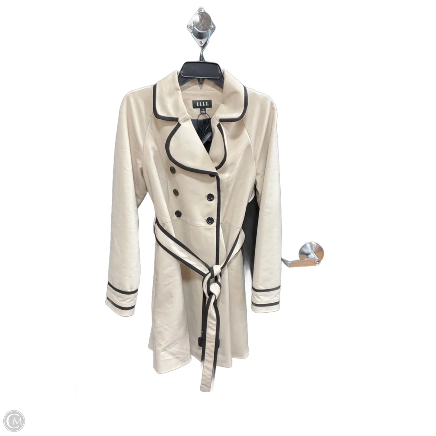 Coat Faux Fur & Sherpa By Elle In Black & Tan, Size: 12