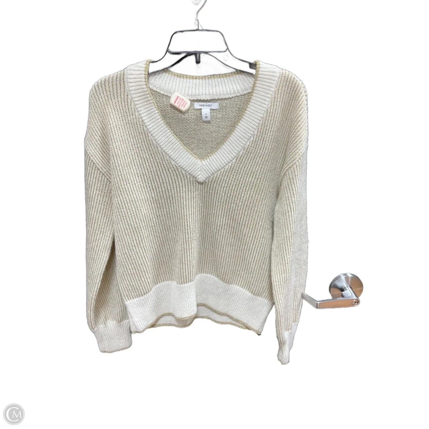 Sweater By Nine West In Gold & White, Size: S