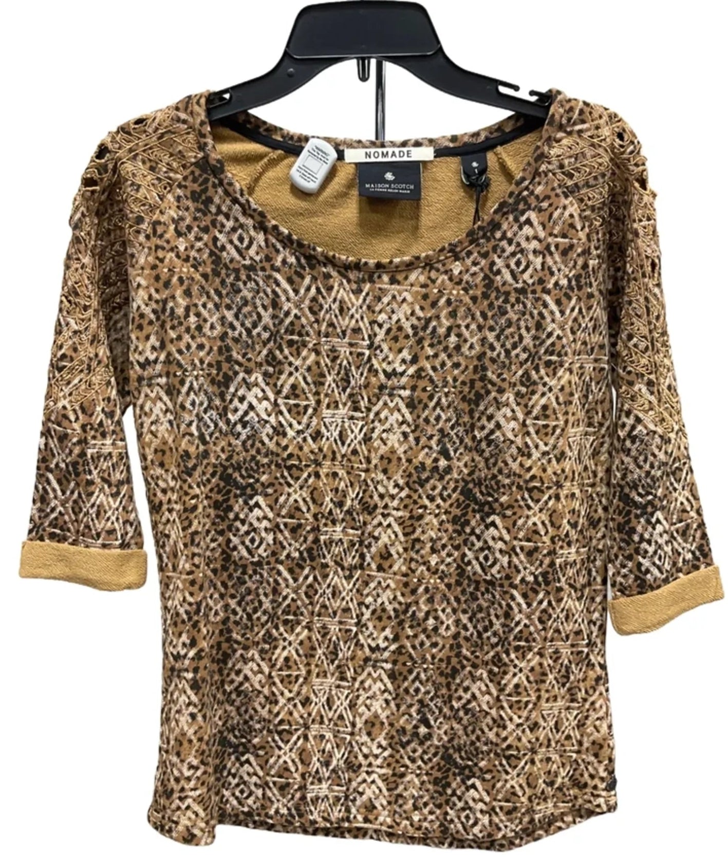 Top 3/4 Sleeve By Cma In Black & Tan, Size: 10
