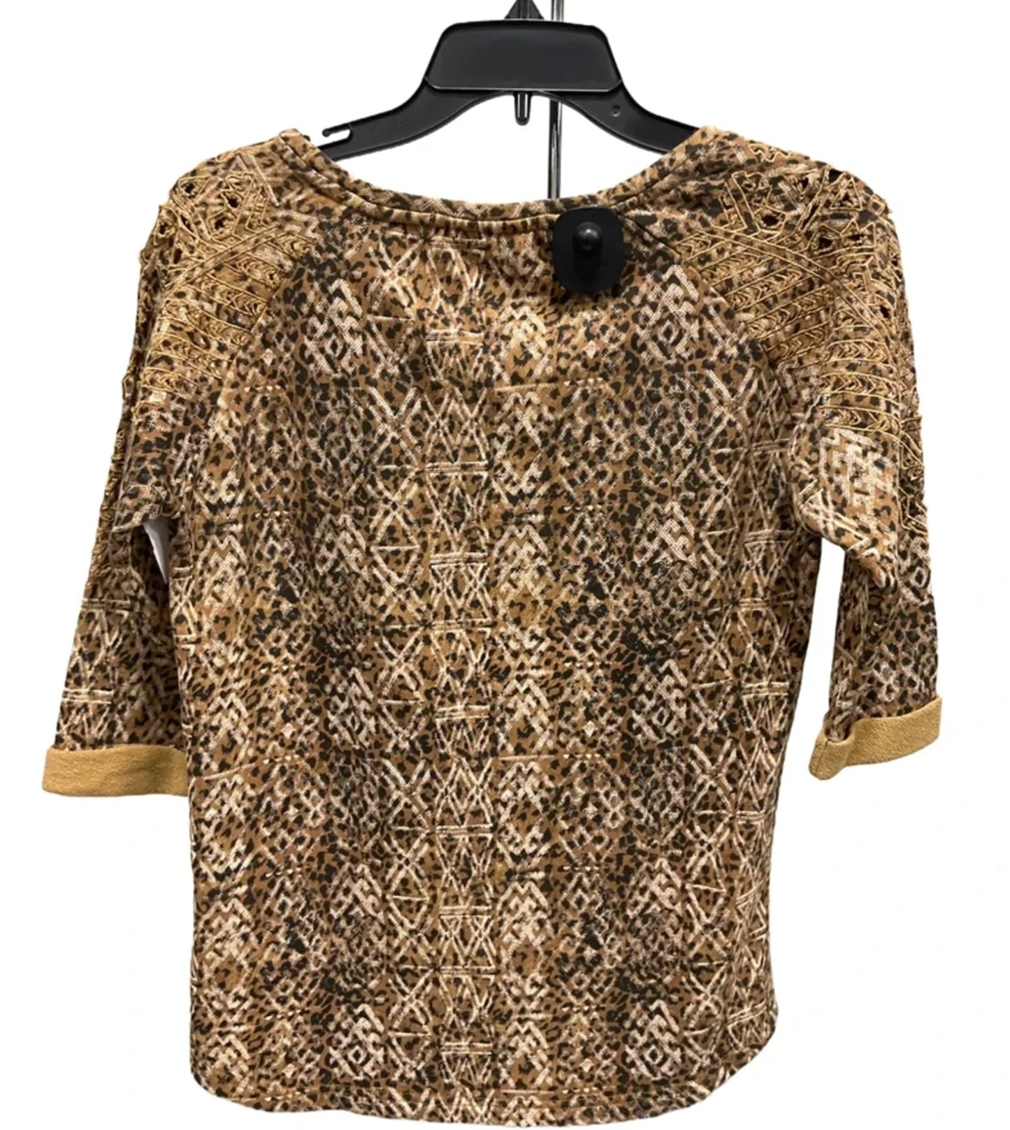 Top 3/4 Sleeve By Cma In Black & Tan, Size: 10