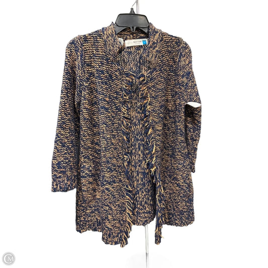 Sweater Cardigan By Sparrow In Blue & Gold, Size: S