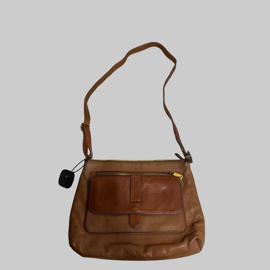 Handbag Leather By Fossil, Size: Medium