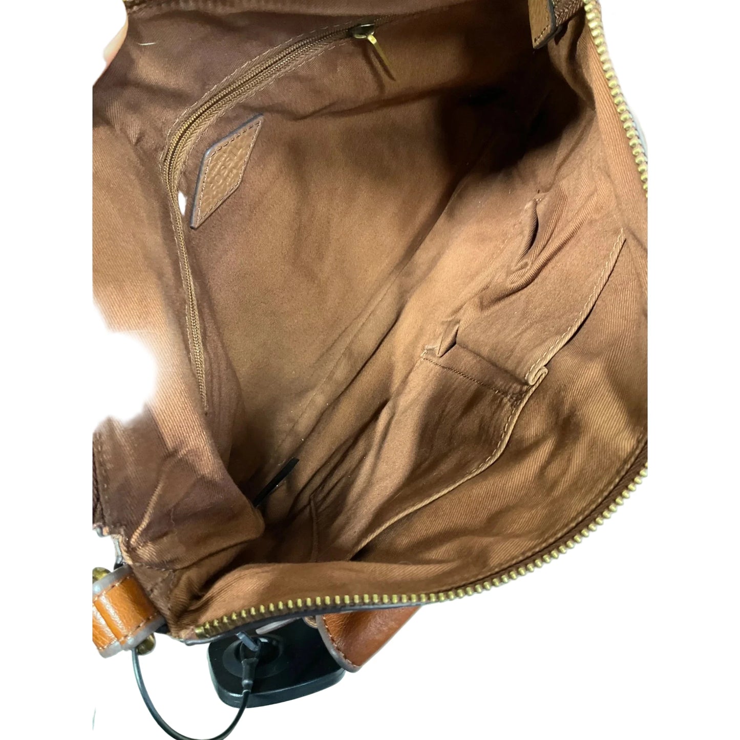 Handbag Leather By Fossil, Size: Medium