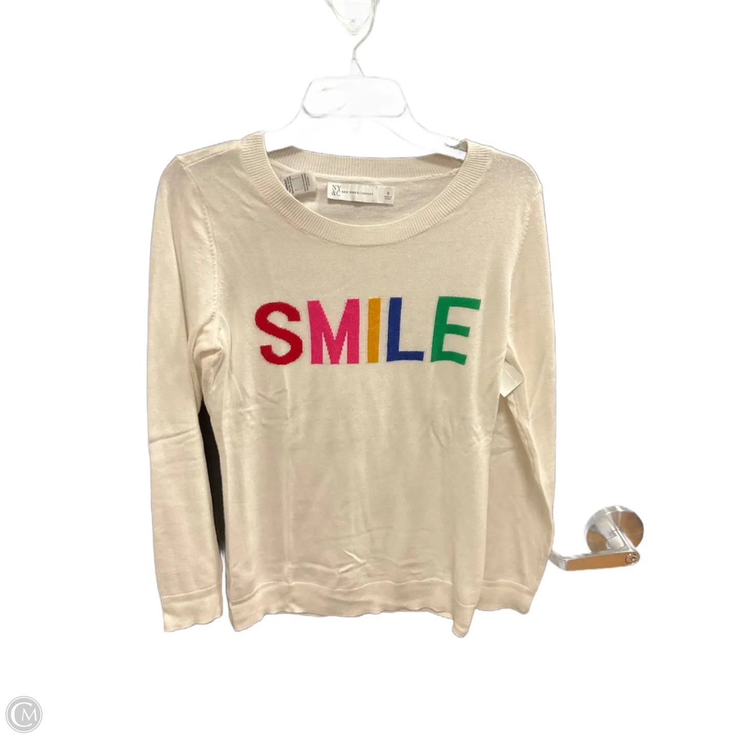 Top Long Sleeve Basic By New York And Co In Cream, Size: S