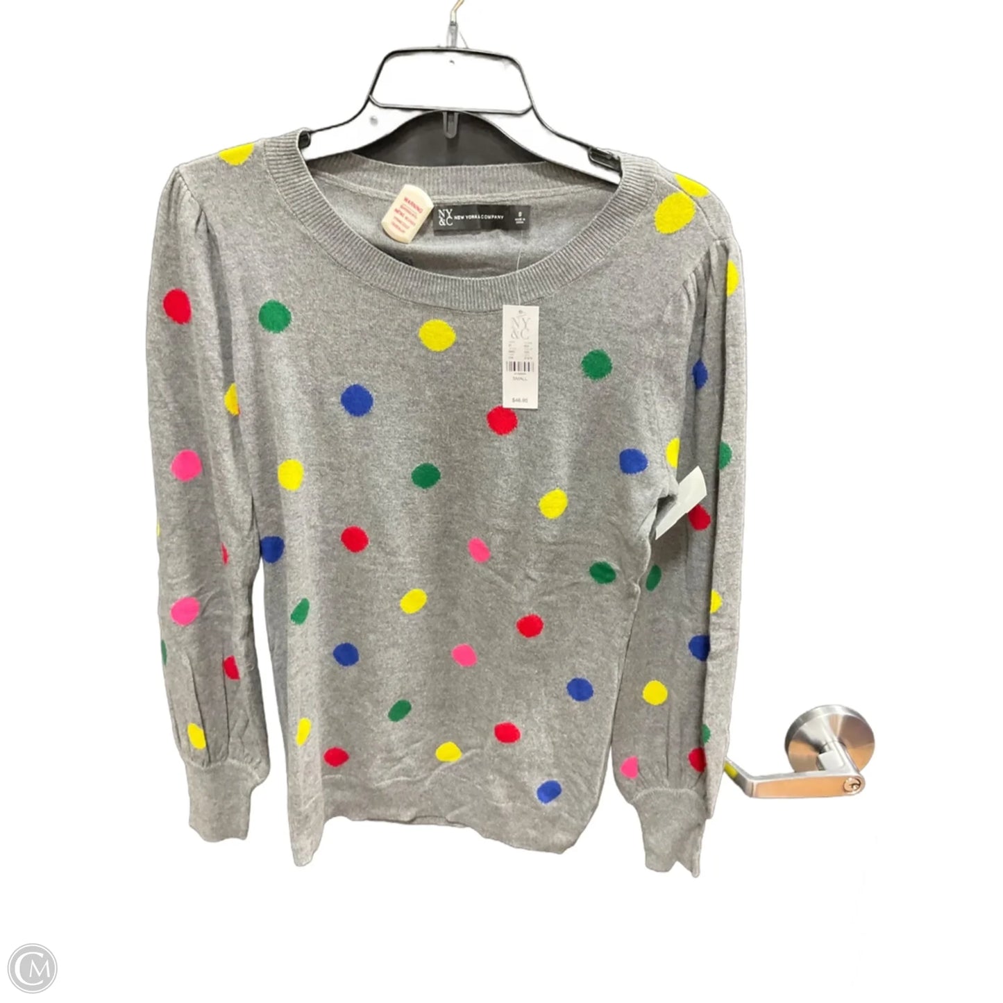 Top Long Sleeve Basic By New York And Co In Polkadot Pattern, Size: S