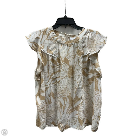 Top Sleeveless By Liz Claiborne In Tan & White, Size: L