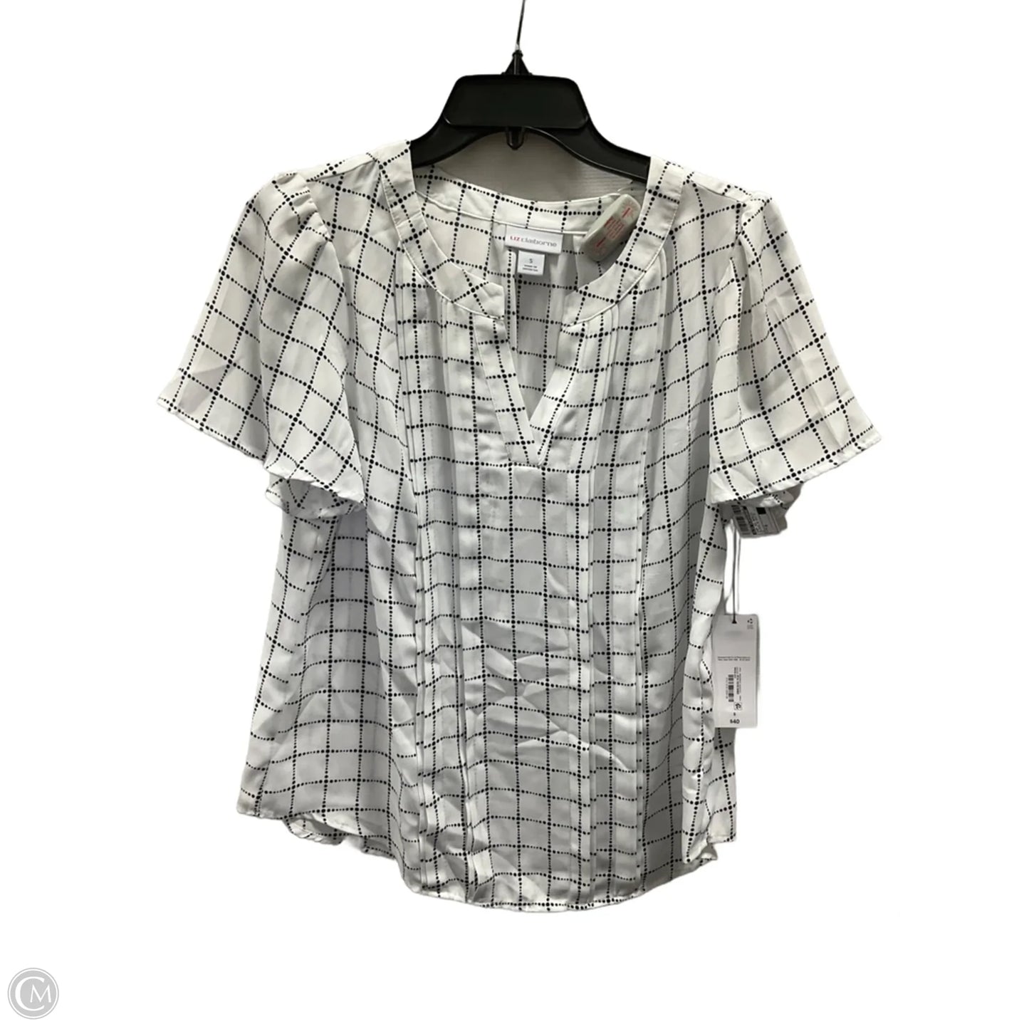Top Short Sleeve Basic By Liz Claiborne In Black & White, Size: S