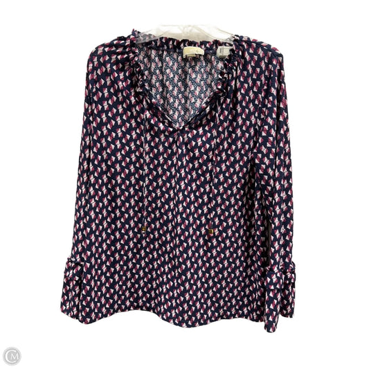 Top Long Sleeve Basic By Michael By Michael Kors In Blue & Pink, Size: L